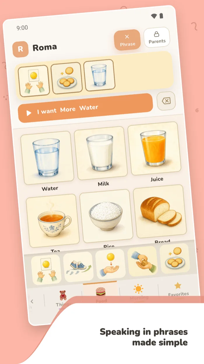 Phrase bar: several cards in a row