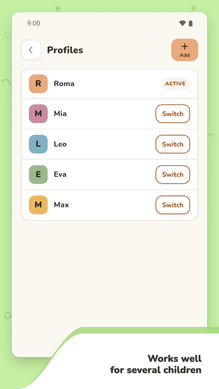 Profiles: several children in one app